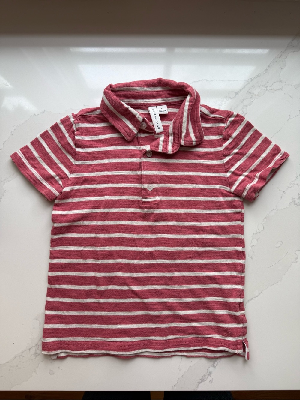 Janie and Jack Red and White Striped Polo Shirt